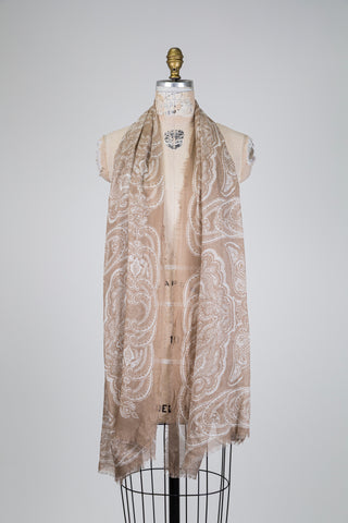 Foulard à motif cachemire blanc & sable (TU)