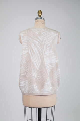 Charcoal-effect beige knit tank top (OS)