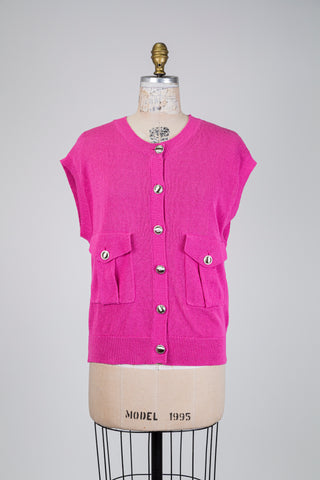 Fuchsia pink top with jewel buttons (6)