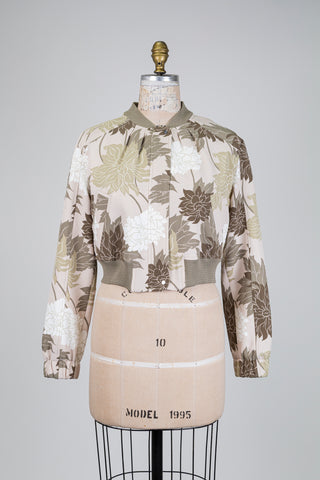 Bomber à imprimé floral kaki et beige (XS à M)