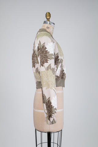 Bomber à imprimé floral kaki et beige (XS à M)