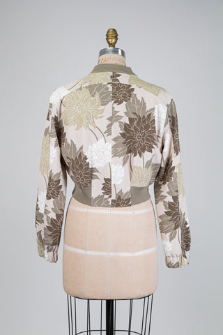 Bomber à imprimé floral kaki et beige (XS à M)