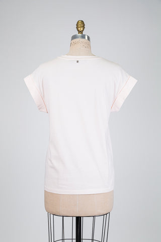 Peach pink T-shirt with embroidered palm tree motif (6)