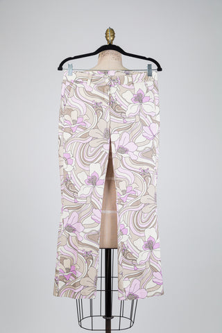 Pantalon en popeline floral lilas et beige (6+14)
