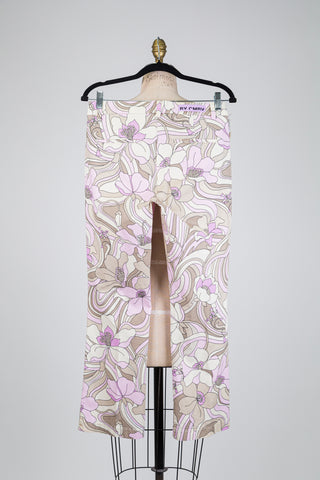 Pantalon en popeline floral lilas et beige (6+14)