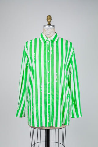 Chemisier à rayures vert et blanc (M)