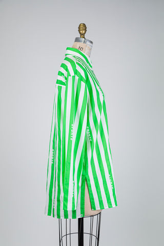 Chemisier à rayures vert et blanc (M)