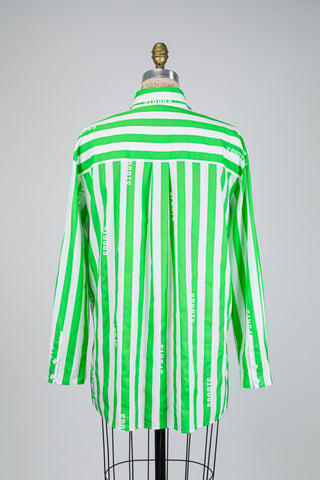 Chemisier à rayures vert et blanc (M)