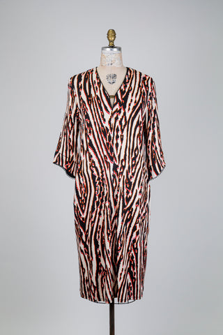 Robe crème à imprimé zébré orange (M)