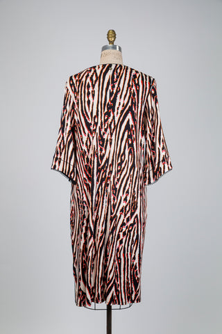 Robe crème à imprimé zébré orange (M)