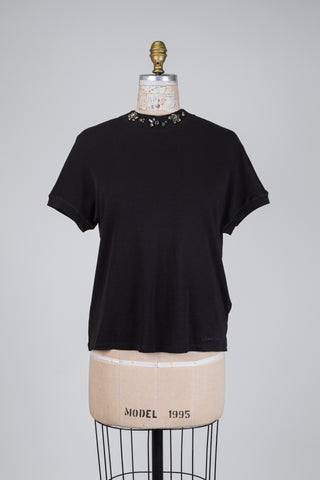 T-shirt noir à col bijou (L+XL)