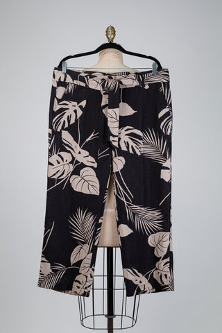 Pantalon noir imprimé tropical grège (14)