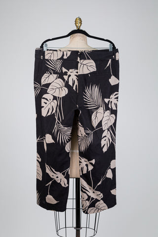 Pantalon noir imprimé tropical grège (14)
