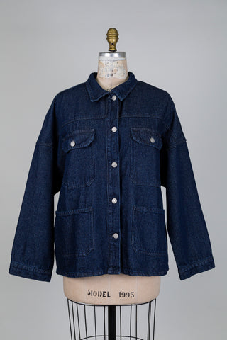 Chemisier en denim bleu foncé (S+)