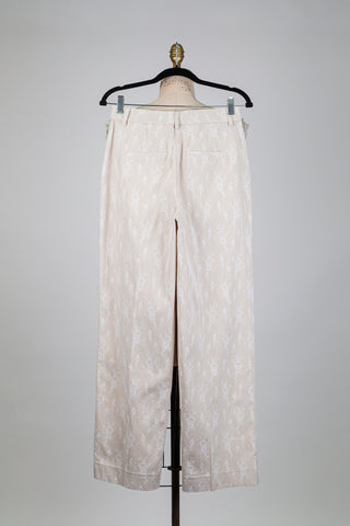 Sand beige tailored trousers with lace trim (6)