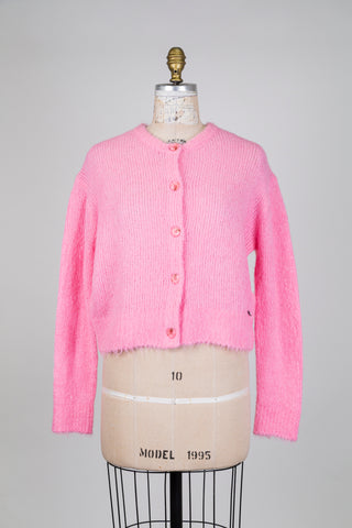 Cardigan en tricot rose éclatant (XL)