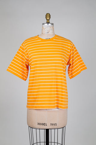 T-shirt en coton bio abricot et blanc (S)