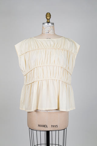 Haut sans manches crème à volants (S+)