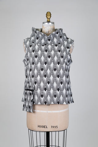 Débardeur col cheminée Geisha noir et blanc (S)