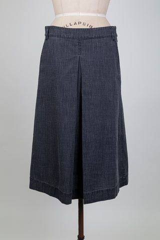 Jupe coton bio noir à plis creux (S)