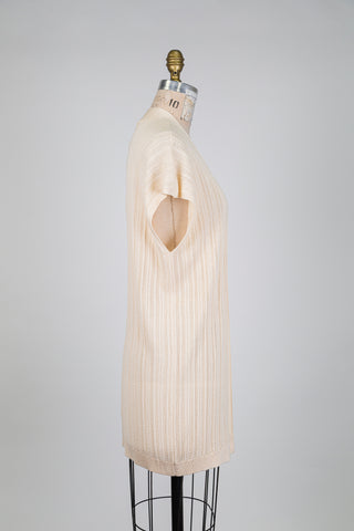 Veste longue crème à point damier (S)