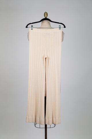 Pantalon crème à point damier (S)