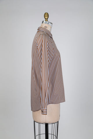 Chemisier à rayures brun et bleu (6)