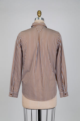 Chemisier à rayures brun et bleu (6)