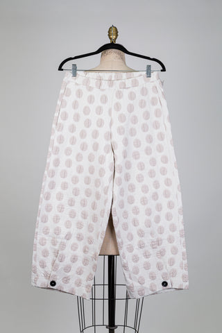Pantalon ballon crème en jacquard à pois (S)