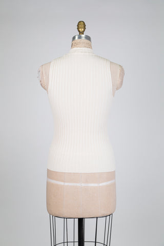 Débardeur pêche crème au col structuré chic (4+14)