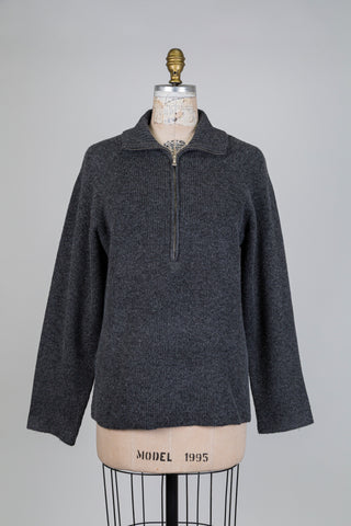 Chandail en tricot gris anthracite chiné à col zip (6)