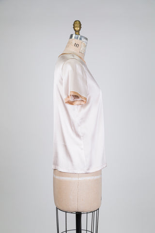 Blouse en soie rose et bronze à col bijoux (6)