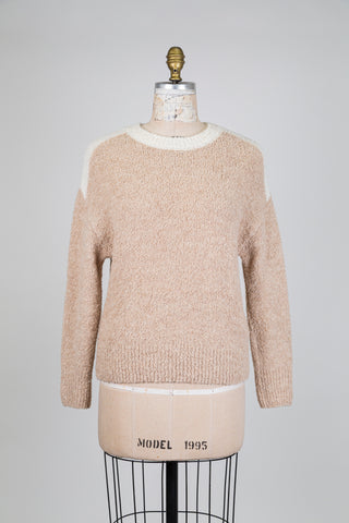 Tricot beige et crème en laine bouclée (6)