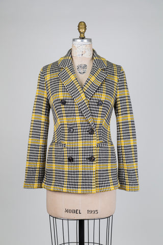 Blazer pied-de-poule jaune et noir (S)