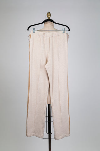 Cream pants with faux suede and rhinestone trim (6)