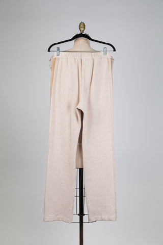 Cream pants with faux suede and rhinestone trim (6)