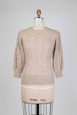 Chandail en tricot beige point de dentelle (XS+S)