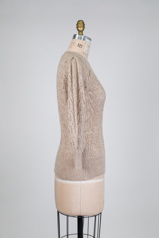 Chandail en tricot beige point de dentelle (XS+S)