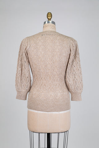 Chandail en tricot beige point de dentelle (XS+S)