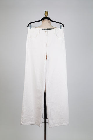 Pantalon denim crème à jambe large (6+8)