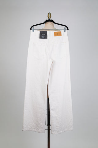 Pantalon denim crème à jambe large (6+8)