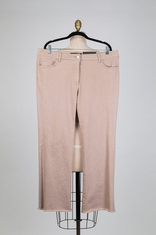 Pantalon denim rose des sables à ourlet frangé (16)