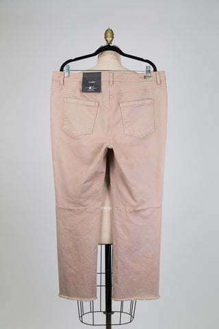 Pantalon denim rose des sables à ourlet frangé (16)