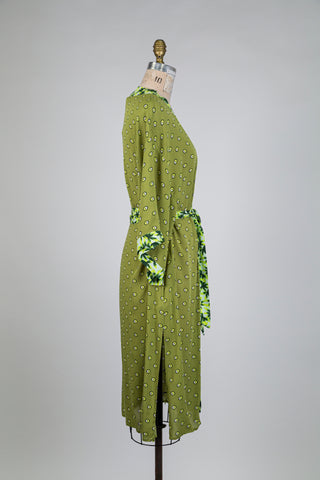 Green Kimono Jacket with Polka Dot Print (S+)
