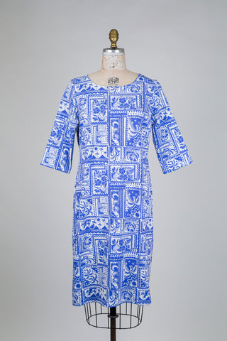 Azure Blue Print Dress (L)
