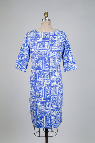 Azure Blue Print Dress (L)