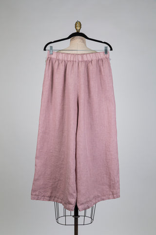 Ash pink wide-leg linen trousers (S)