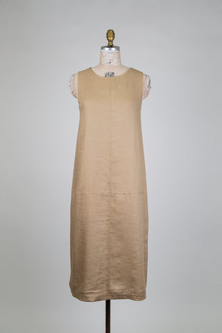 Robe droite en lin sable (S)