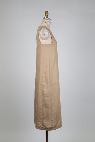Robe droite en lin sable (S)