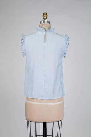 Soft blue blouse with delicate ruffles (6)